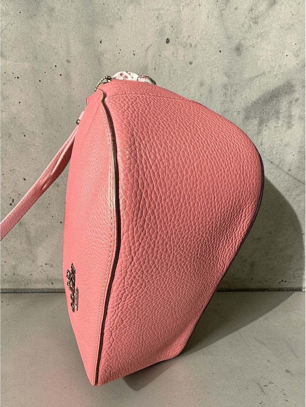 Coach Jes Hobo Handbag Rose Pink Pebble Leather with Floral Scarf Accent - Picture 13 of 14